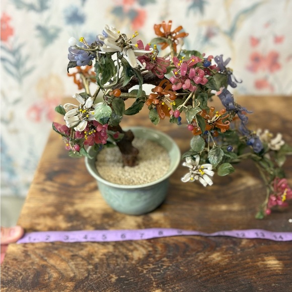 Vintage Jade Floral Bonsai Tree in Green Pot - Picture 12 of 12